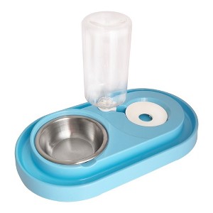 Dog & Cat Food and Water Dispenser Set, Double Dog & Cat Bowls with Steel Bowl, Pet Refillable Water Bowl - 1 of 4