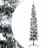 vidaXL Christmas Tree Decoration Slim Artificial Half Xmas Tree with Stand - White and Green 94.5" - 3 of 4