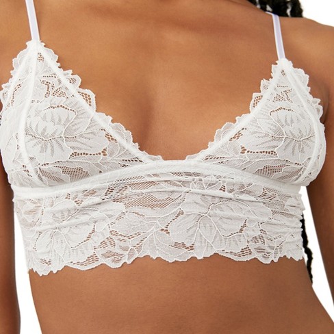 Free People Intimately FP Women's Everyday Lace Longline Bralette in White,  Size X Small