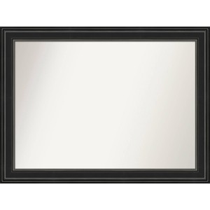 44" x 33" Non-Beveled Ridge Black Wall Mirror - Amanti Art: Modern Rectangle, Polystyrene Frame, Includes Mount Hardware - 1 of 4
