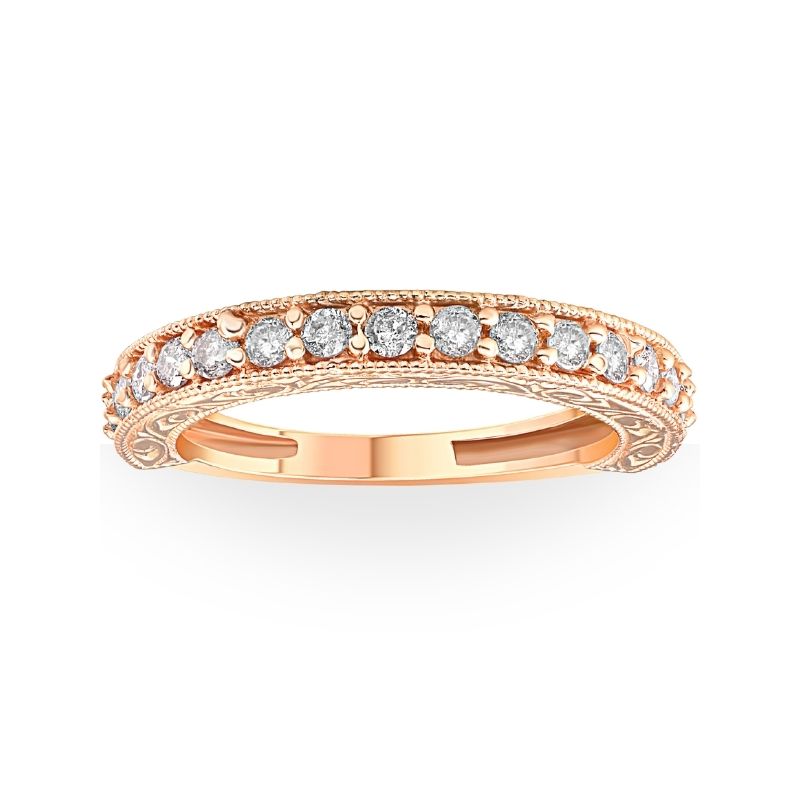 Pompeii3 1/2ct Vintage Diamond Rose Gold Wedding Ring 14K, 1 of 6