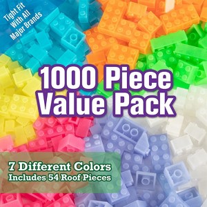 SCS Direct Building Bricks - 1000 Pc Big Bag of Bricks Bulk Glow in The Dark Blocks with 54 Roof Pieces - Tight Fit with All Major Brands - 1 of 4