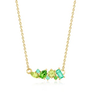 Pure Collection by Ross-Simons 0.43 ct. t.w. Tonal Green Multi-Gemstone Necklace in 14kt Yellow Gold Size 16 - 1 of 3