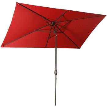 Wellfor 6.5'x10' Rectangle Outdoor Patio Market Umbrella Red