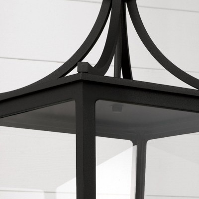 Adair Sophisticated Black Metal Outdoor Post Lantern with Clear Glass