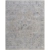 Ivory Taupe and Blue Oriental Power Loom Worn Faded Area Rug With Fringe - 4 of 4