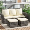 Racxily 3 Piece Patio Furniture Set, Outdoor Wicker Sofa Rattan Patio Conversation Sets - 2 of 4