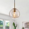 Dewdrop Vintage Pendant Light Amber Glass and Bronze Metal Hanging Ceiling Fixture for Dining Room Bedroom - 2 of 4