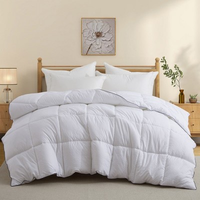 Peace Nest All Season White Down Alternative Duvet Comforter Insert with Jacquard Cover