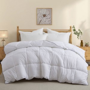 Peace Nest All Season White Down Alternative Duvet Comforter Insert with Jacquard Cover, Diamond Star, Full/Queen - 1 of 4