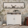 CAVINAS Litter Box Enclosure with Hidden Electrical Plug,2-Door Multifunctional Cat Furniture Cabinet with Shelf - 2 of 4