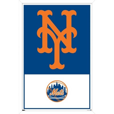 Mlb New York Mets Baseball Logo Glass Framed Panel : Target