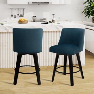 Dyonery 26" Bar Stools Set of 2/3, Modern PU Leather Counter Height Stools with Metal Legs & Footrest, Armless Chairs with Back for Kitchen - 1 of 4