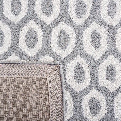 Ivory and Grey Hand-Tufted Wool and Viscose 5' x 8' Geometric Area Rug