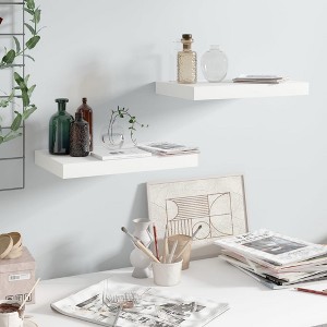 vidaXL Floating Wall Shelves 2 pcs High Gloss White 15.7Inchx9.1Inchx1.5Inch MDF - 1 of 4