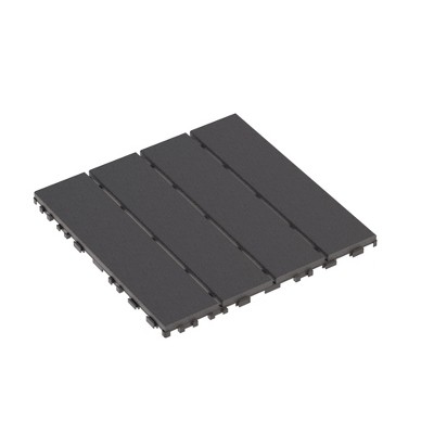 GlasFlength Carpet Tiles 44 Pack 12" Interlocking Deck Tiles, Vertical Pattern Waterproof Outdoor Flooring for Patio Balcony, Gray, 12"*12"*0.8"