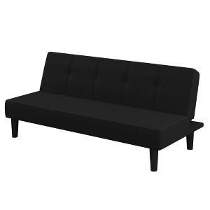 Lorrance 3 Seat Convertible Futon Sofa Bed Black - Serta: Modern Twin Sleeper, Armless Design, High-Density Foam - 1 of 4