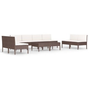 vidaXL Garden Furniture Set Brown PE Rattan 10-piece set Modular - 1 of 4