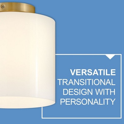 Pippa Lacquered Brass and Opal Glass Flush Mount Light