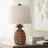 Regency Hill Paget Tropical Accent Table Lamp 23 3/4" High Pineapple Brown Oatmeal Fabric Tapered Drum Shade for Bedroom Living Room Bedside Office - 2 of 4