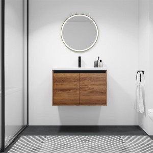 Floating Bathroom Vanity With Ceramics Countertop Sink, Wall Mounted 2 Doors Bathroom Storage Cabinet Set - 1 of 4