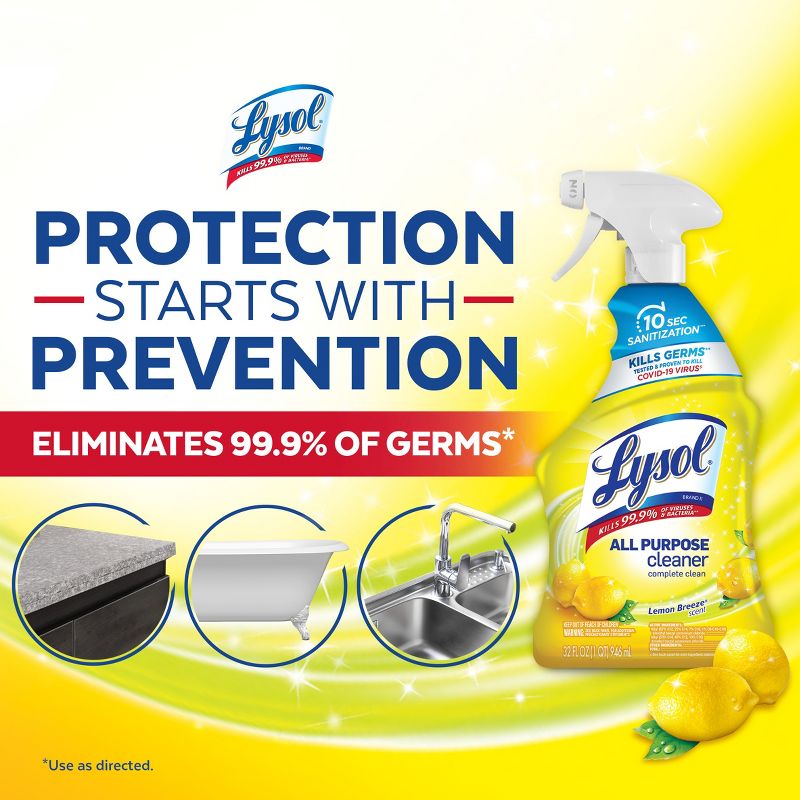 Lysol Lemon Breeze Scented All Purpose Cleaner &#38; Disinfectant Spray - 32oz, 5 of 10