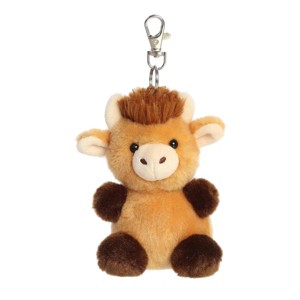 Aurora Mini Hubert Highland Cow Palm Pals Adorable Clip-On Brown