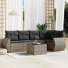 vidaXL 6 Piece Patio Sofa Set with Cushions Gray Poly Rattan - Without Table - 2 of 4
