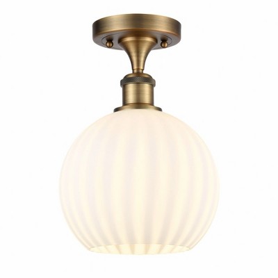 White Venetian - 1 Light Semi-Flush Mount In Modern Style-11.25 Inches Tall and 8 Inches Wide