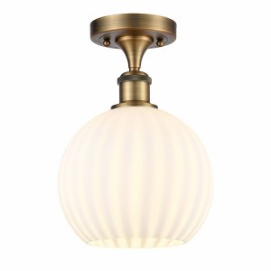 White Venetian - 1 Light Semi-Flush Mount In Modern Style-11.25 Inches Tall and 8 Inches Wide - 1 of 1