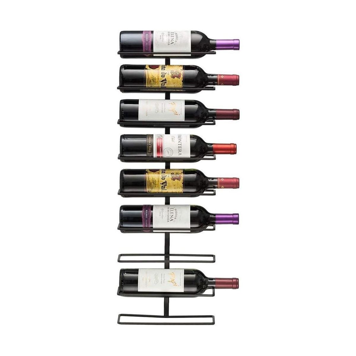 Sorbus 9-Bottle Wine Rack Wall Mounted for Wine Bottles, Liquor, Champagne, Black Metal Wine Bottle Holder for Home Bar, Wine Kitchen Storage