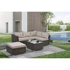 NicBex 4 Piece Outdoor PE Wicker Furniture Set with 2 Sofa,1 Ottoman and Tempered Glass Top Coffee Table for Garden,Patio - 2 of 4