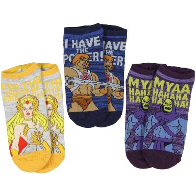 Masters of the Universe Character Ankle Socks He-man Skeletor She-ra Adult 3 PK