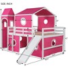 Zeus & Ruta Full Size Loft Bed with Slide Pink Tent and Tower - 4 of 4