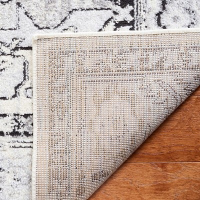 Tulum Ivory and Charcoal Square Synthetic Area Rug