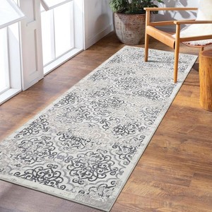 Non-Slip Vintage Area Rug – Washable, Soft, Low Pile, Distressed Faux Wool Oriental Carpet for Bedroom/Living Room - 1 of 4
