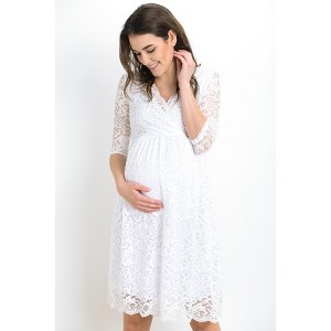 Hello MIZ Womens Floral Lace Surplice Maternity Dress - 1 of 4