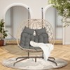 Double Patio Swing Egg Chair With Stand,Wicker Hanging Basket Chair With UV Resistant Cushions,Hammock Chair -Maison Boucle - 2 of 4