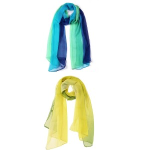 Elerevyo Women Long Chiffon Lightweight Gradient Color Scarves 2 Pcs - 1 of 4
