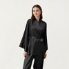 Anna-Kaci Lounge Women's 2-Piece Set Satin Wrap Long Sleeve Belted Top and Wide Leg Pants - 2 of 4