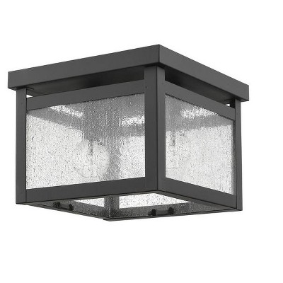 Milford Bronze 2-Light Seeded Glass Flush Mount
