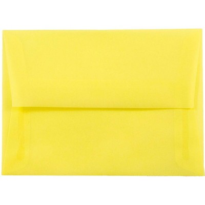 JAM Paper A6 Translucent Vellum Invitation Envelopes 4.75x6.5 Primary Yellow 1591712