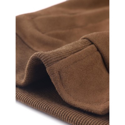 INSPIRE CHIC Women's Faux Suede Cropped Stand Collar Zip-Up Bomber Jackets Small Brown — фото 5