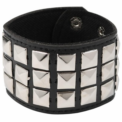 blackmeans leather gouge-studs bracelet-