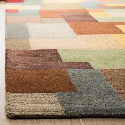 Handmade Tufted Multicolor Wool and Viscose Square Rug