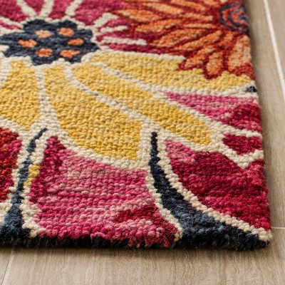 Handmade Tufted Rectangular Wool Rug in Charcoal and Blue