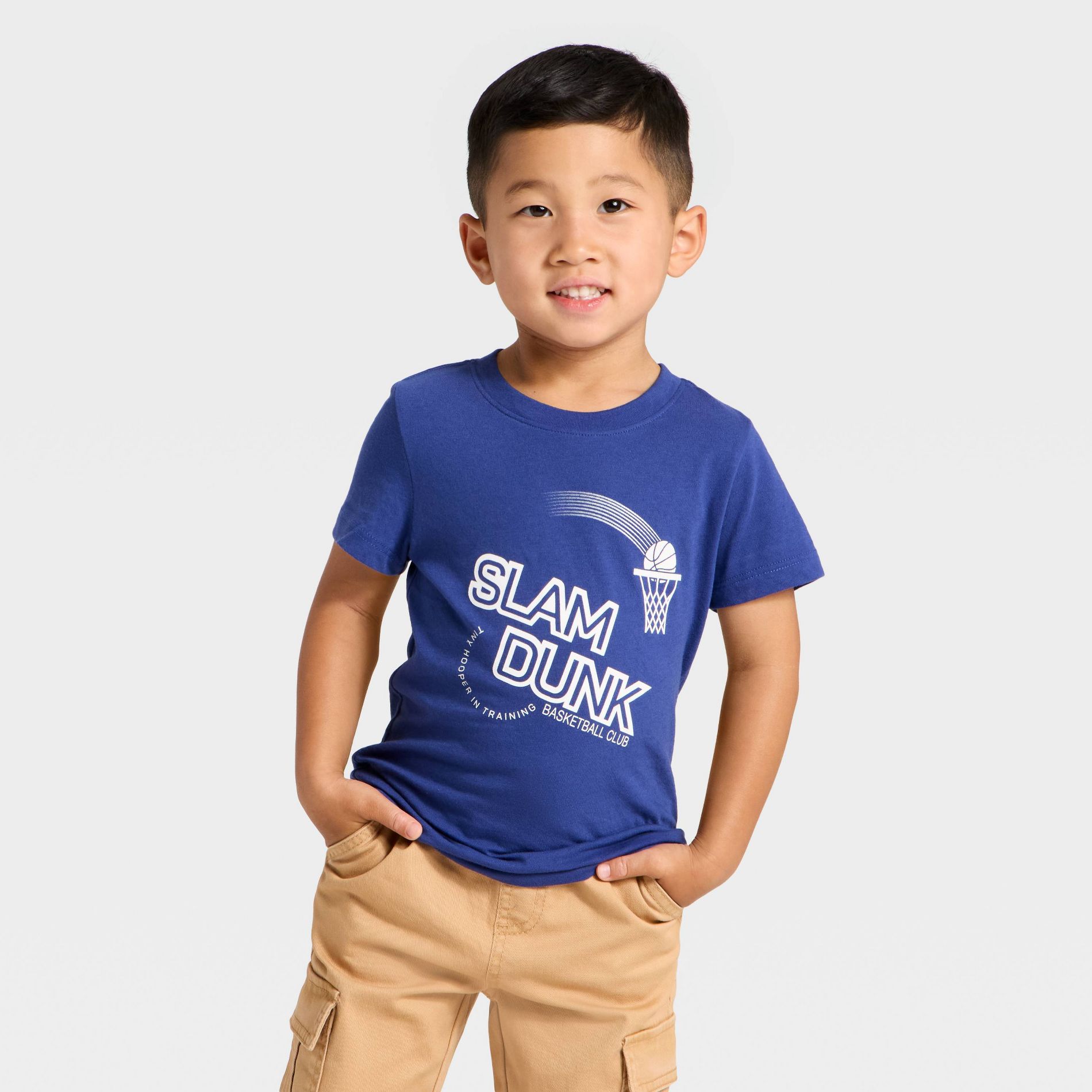 Toddler Boys' Short Sleeve Slam Dunk Graphic T-Shirt - Cat & Jack™ Dark Blue 18M