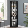 Lighted Corner Curio Cabinet with Side-Hinged Glass Doors and Adjustable Shelves, Elegant Display for Living Room, Bar, Wine, Antique Collections - 2 of 4