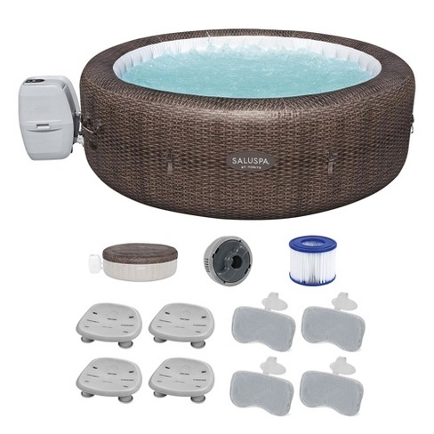 Bestway Saluspa St Moritz Airjet : Set Non Padded Pool Target Adjustable Slip With With Headrest Of Set Seats Tub 4 4 Hot Spa And Pillows Brown Strap, Of And
