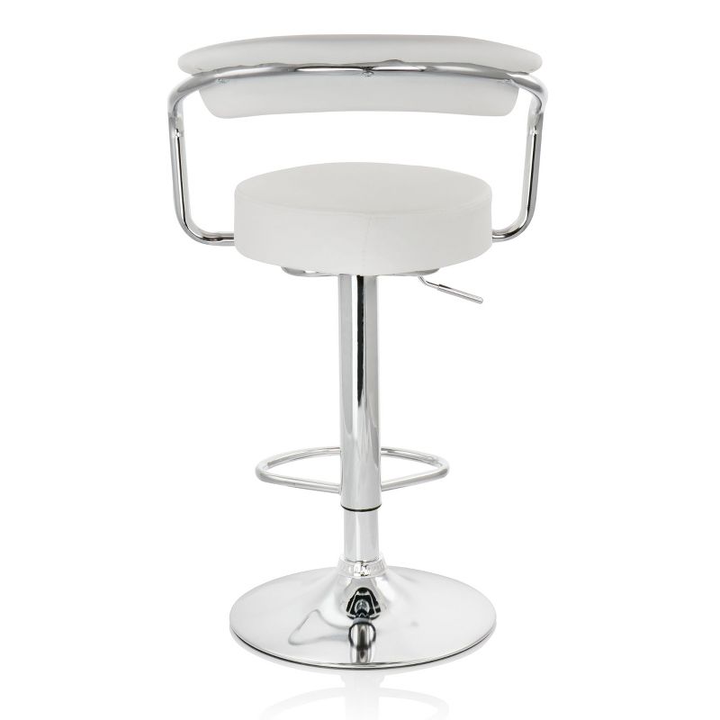 Elama 2 Piece Faux Leather Retro Adjustable Bar Stool in White with Chrome Handles and Base, 5 of 12